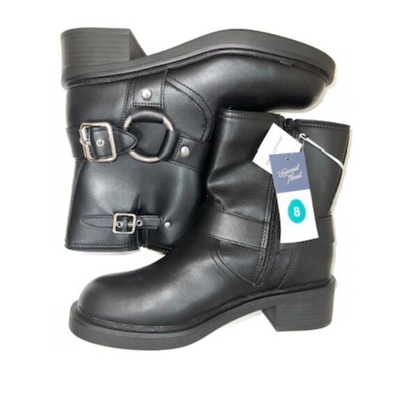 NWT Universal Thread Connor Harness faux black leather biker boot. Size 8 (W). - Picture 5 of 7